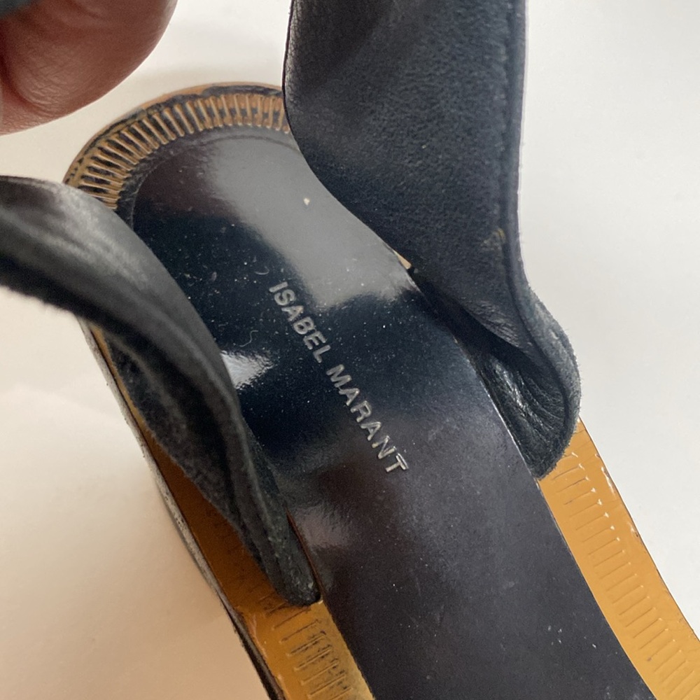 Isabel Marant Joss Embroidered Black Heel Sandals - Picture 7 of 17